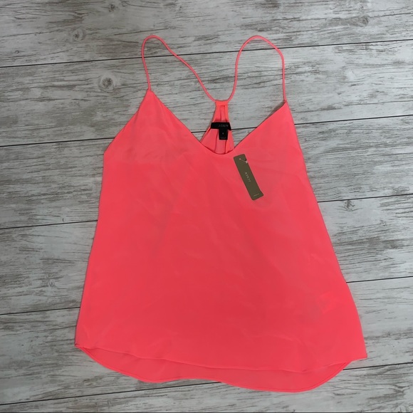 J. Crew Tops - J Crew Orange 100% Silk Tank Size 8 NWT